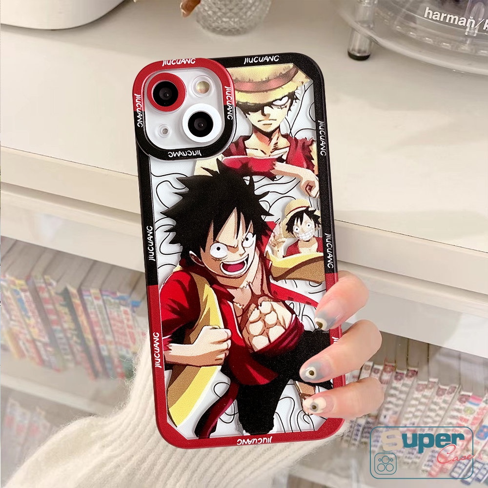 IPHONE Casing TPU Lembut Motif Kotak Cocok Untuk Iphone6 6s 8 7plus XR 11 14 13 12 Pro Max X XS Max SE 2020mata Malaikat Kartun Anime One Piece Zoro Luffy