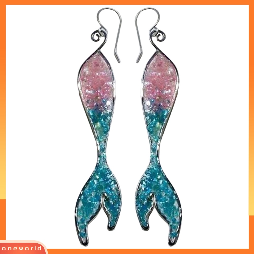 [WONE] Dazzling Mermaid Hook Earrings Wanita Perhiasan Pesta Pertunangan Safir Imitasi