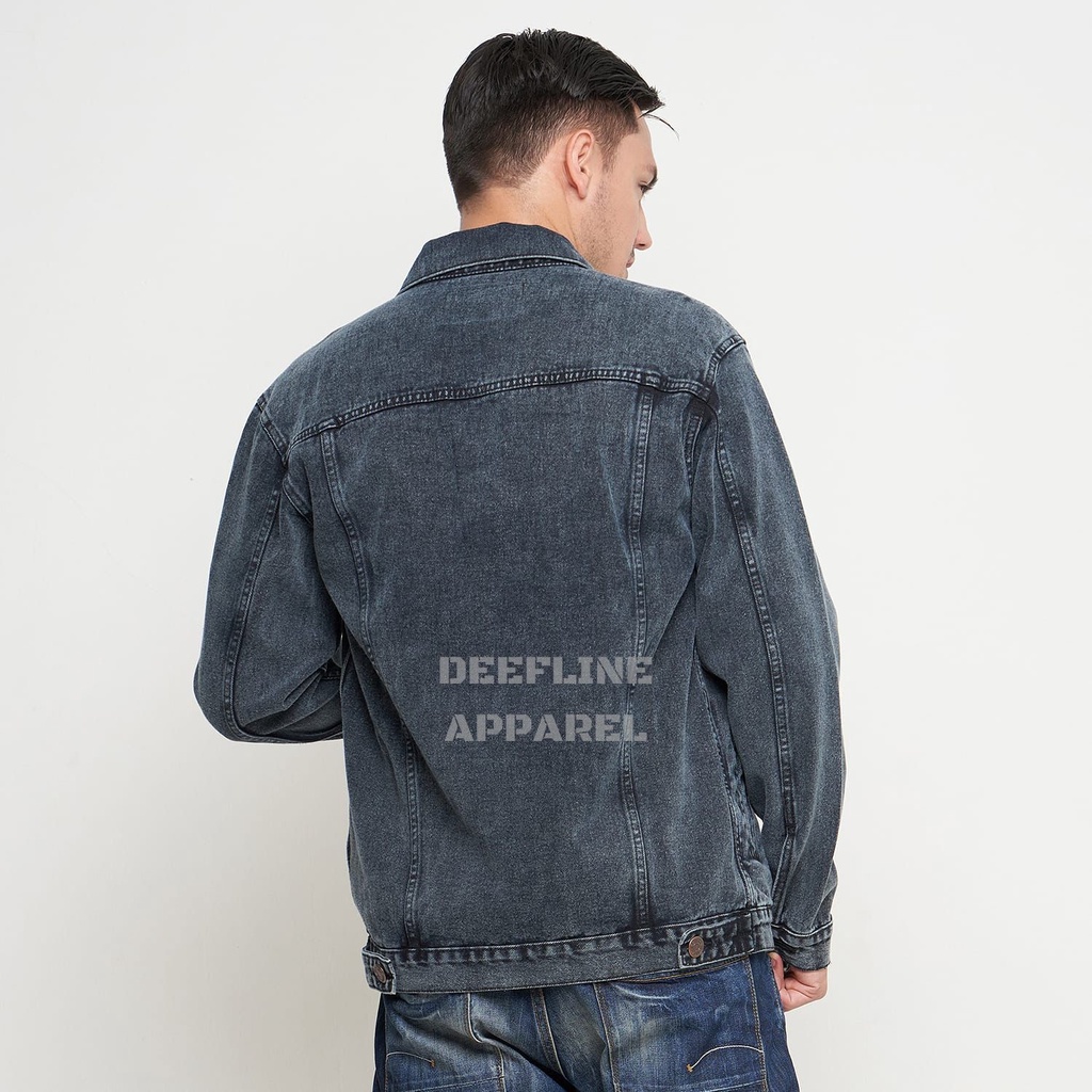 DEEFLINE - Jaket Jeans - Jaket Denim Pria - Jaket Ripped - Black Acid