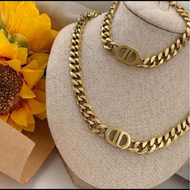 kalung/gelang titanium sisik naga CD gold/silver stainless steel