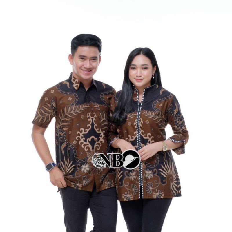 Batik Set Couple Batik motif Kenzo coklat - Atasan Batik Cewek - Atasan batik cowok - Seragam Kerja 
