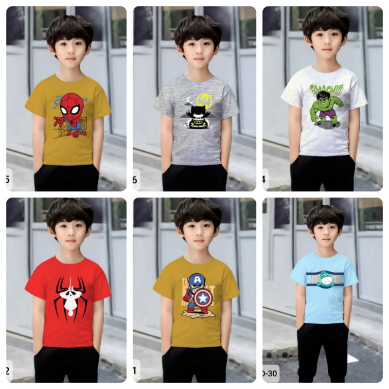 kaos distro anak umur 1-8 tahun motif superhero kualitas premium part 2