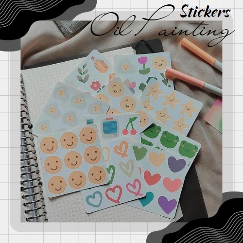 Oil Painting Stiker | stiker lucu | stiker gambar korea | korean cute stiker | stiker gambar | stike