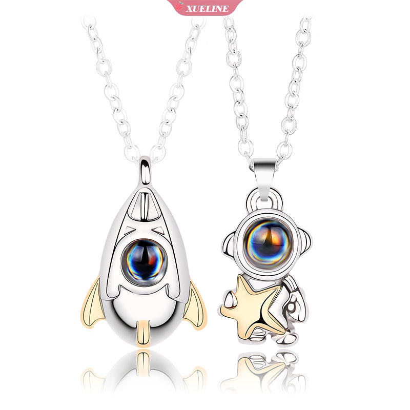 New spaceman rocket couple necklace Sepasang, 100bahasa &quot;I love you&quot; confidant couple necklace Hadiah Hari Valentine [ZXL]