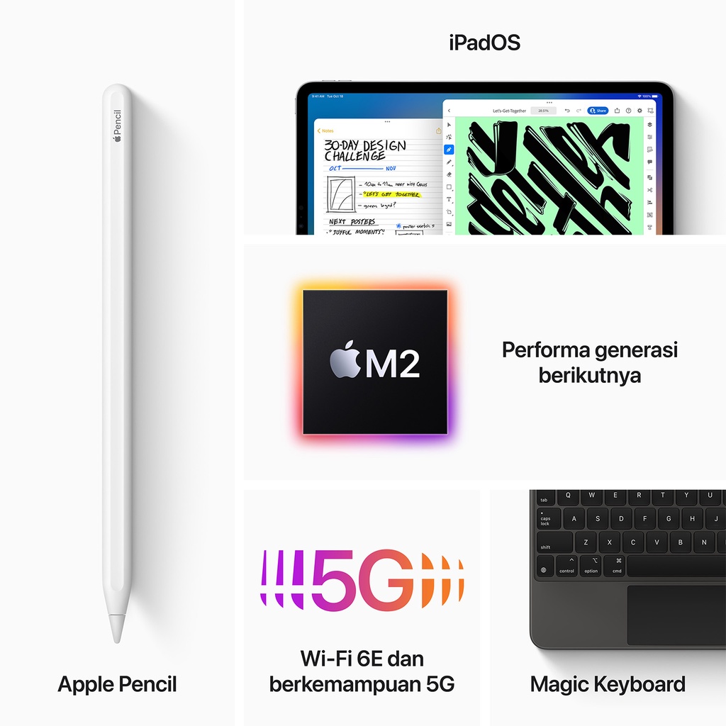 Apple iPad Pro (Gen 4) 11 inci, Wi-Fi + Cellular 256GB, Silver