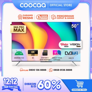 [FLAGSHIP TV - ANDROID 10.0] COOCAA TV 50 inch - RAM 2GB - MEMORI 32 GB (Model : 50S6G PRO MAX)