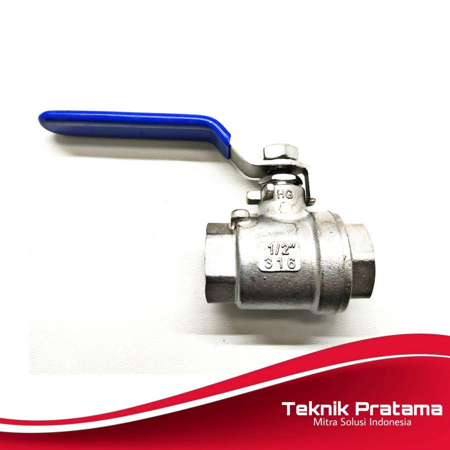 Stop kran Ball valve Sankyo Stainless1/2" ss 316 Full Bore/2 Pcs Body