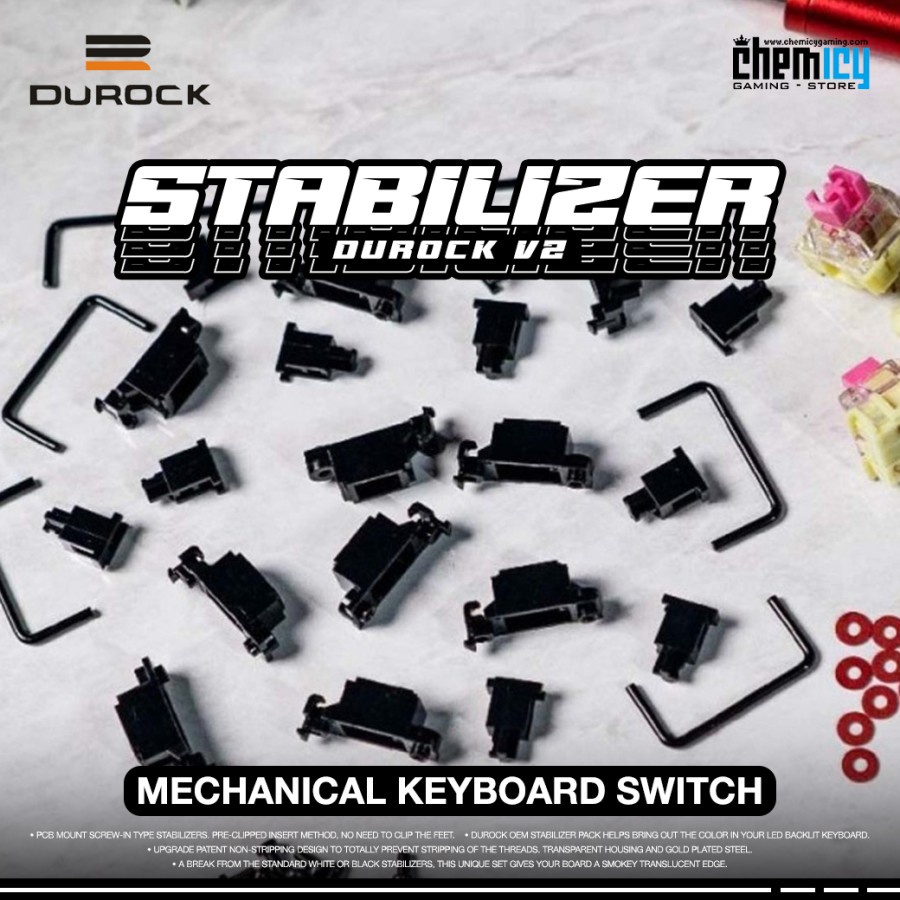 Durock V2 Black PCB Screw in Stabilizer For Mechanical Keyboard