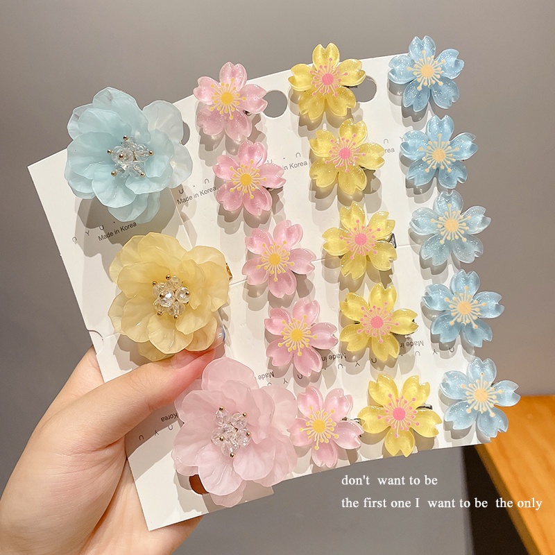 Set 5pcs Korea Lucu Cherry Blossom Kecil Jepit Rambut Dikepang Rambut Sisi Bunga Hairpin Hiasan Kepala