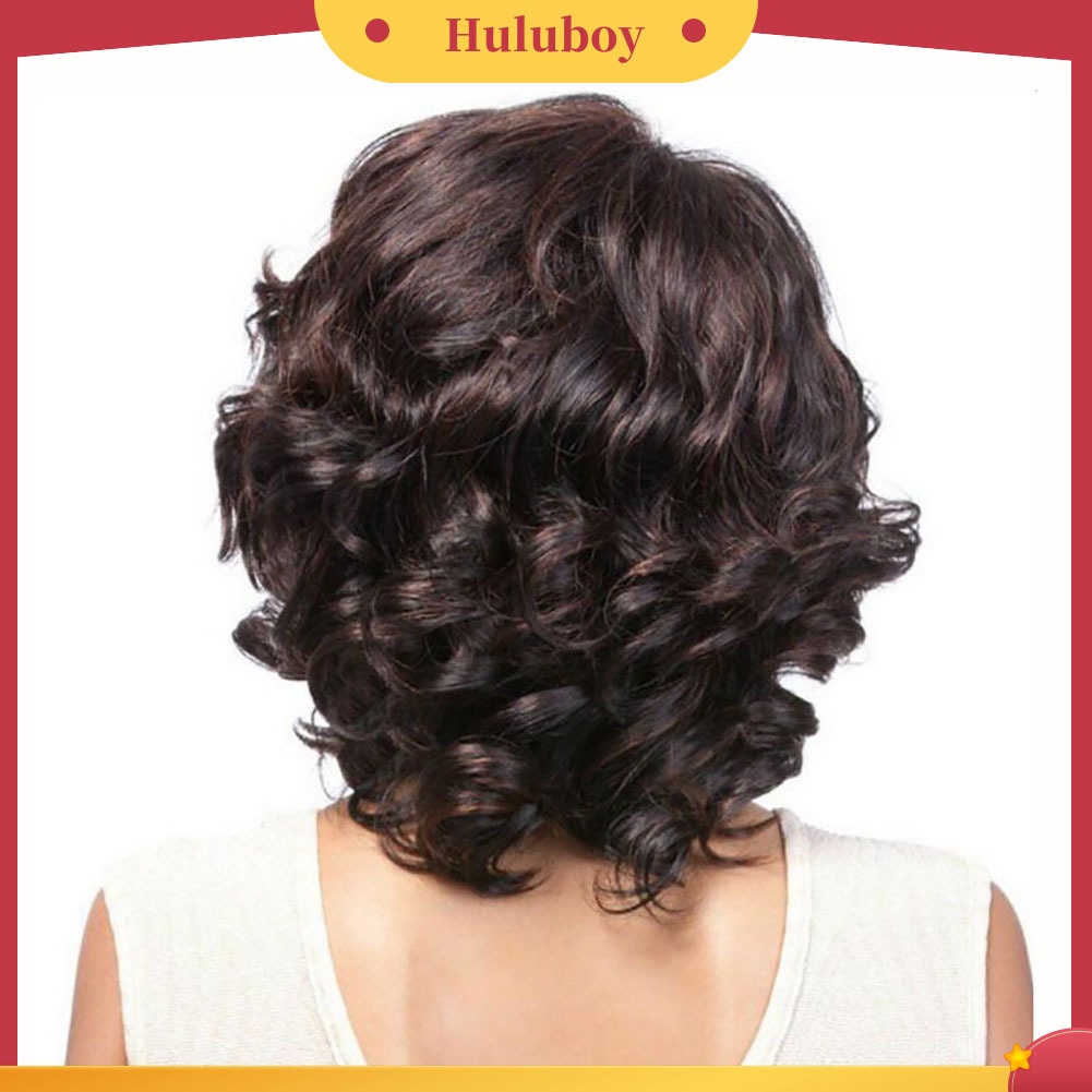 Wig Rambut Pendek Keriting Bahan Serat Sintetis Untuk Wanita