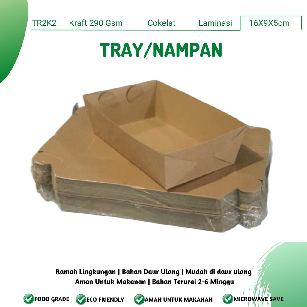 Tray Food Paper Tray Kertas Makan Food Tray  (TR2K2-16X9X5 Cm)