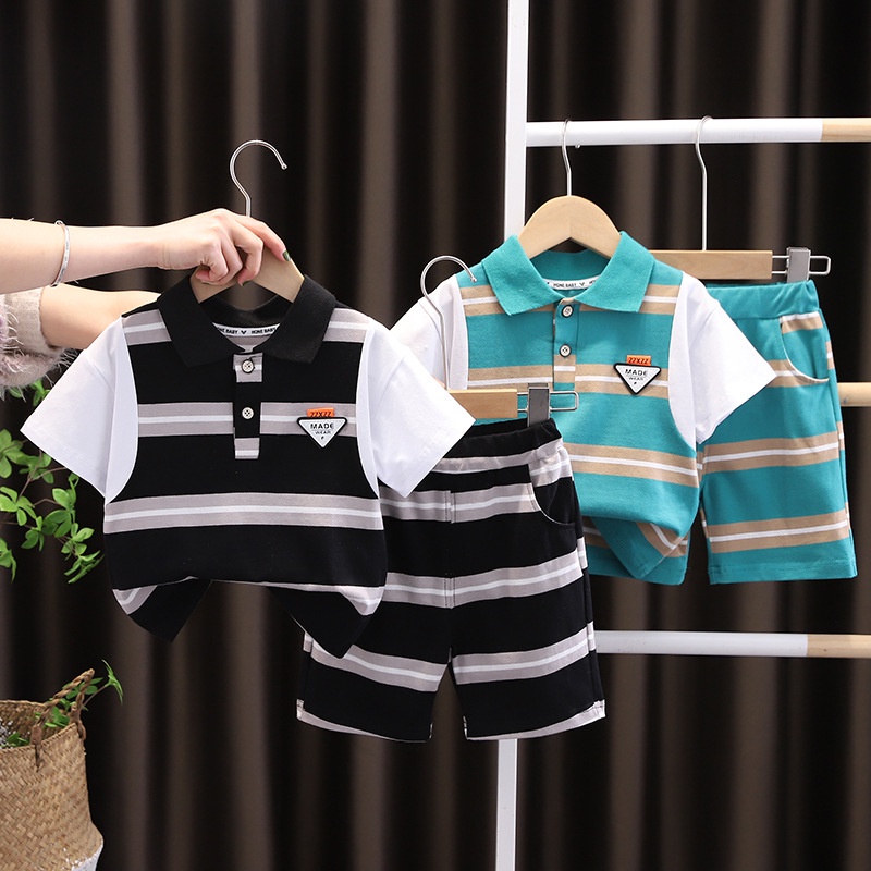 Setelan Kaos Berkerah Lengan Pendek Anak Pria Model Terbaru Untuk Anak Usia 1 2 3 4 Tahun Import Pre