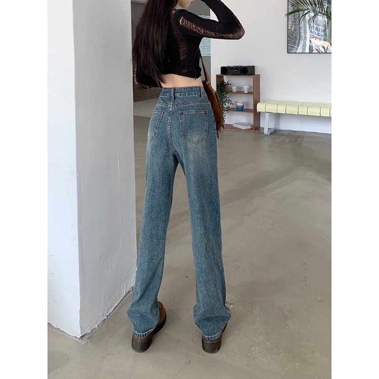 Korean Highwaist Loose Celana Panjang Jeans Wanita