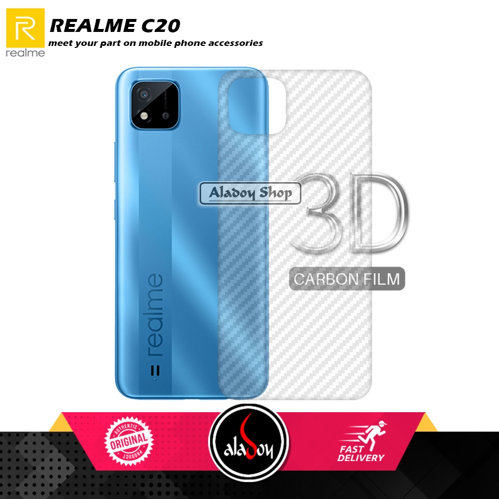 PAKET 3IN1 Anti Gores Blue Matte Anti Glare Realme C20 + Tempered Glass Camera dan Skin Carbon