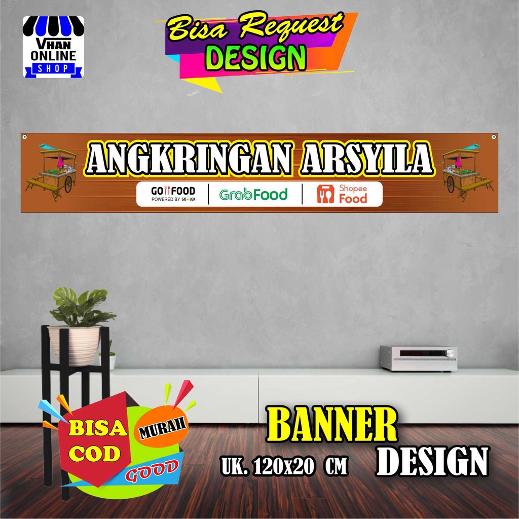 Spanduk Banner Atap Angkringan, Warung Kopi, Warung Indomie, Keren Murah