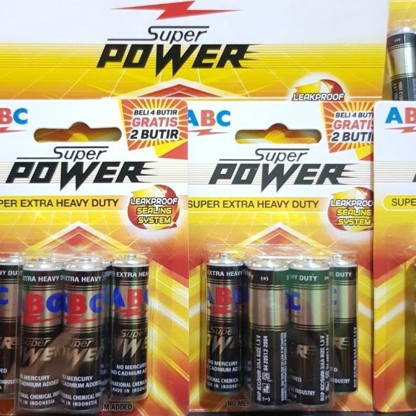 6.6 Brand 6pcs  Baterai ABC Super Power AA R6 ABC Batere Super Power ABC Hitam A2