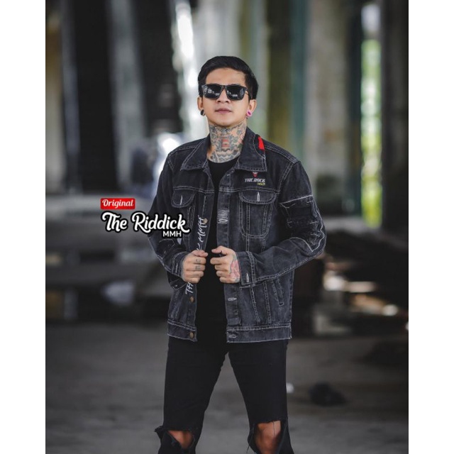 Jaket Jeans emblem Premium the riddick hiphop spray