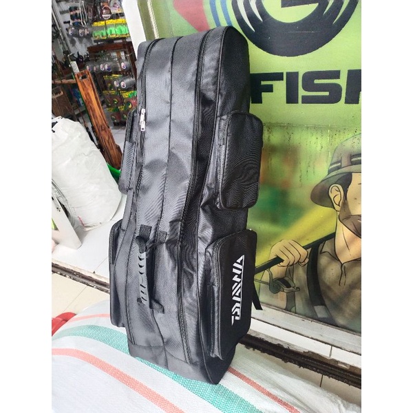 tas pancing daiwa 2 ruang bahan tebal 1680 anti air , kapasitas jumbo 80cm 100cm 120cm