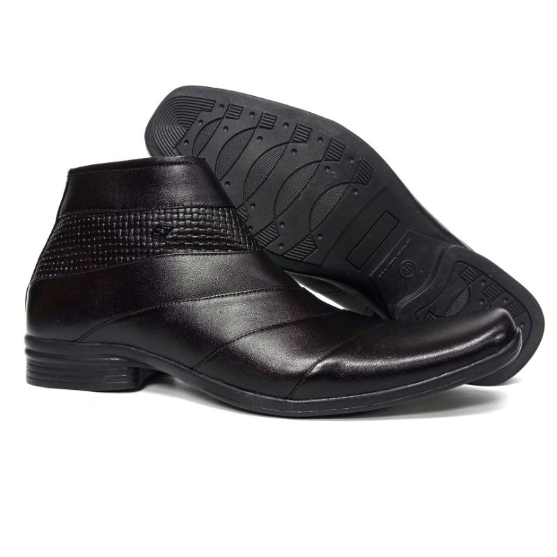 Sepatu Pantofel Boots Pria Formal PDH Bahan Kulit Asli Original Elegan Murah Hitam