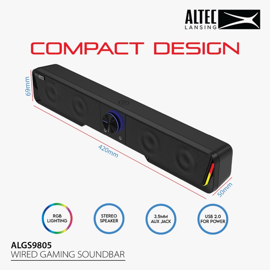 Speaker Altec Lansing ALGS9805 RGB | Speaker Soundbar Gaming
