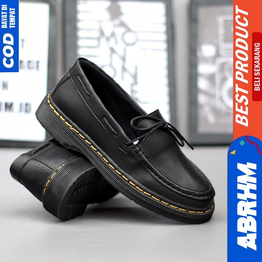 Sepatu Pantofel Kerja Formal Pria Docmart Low Boots Hitam Abrhm Aquila