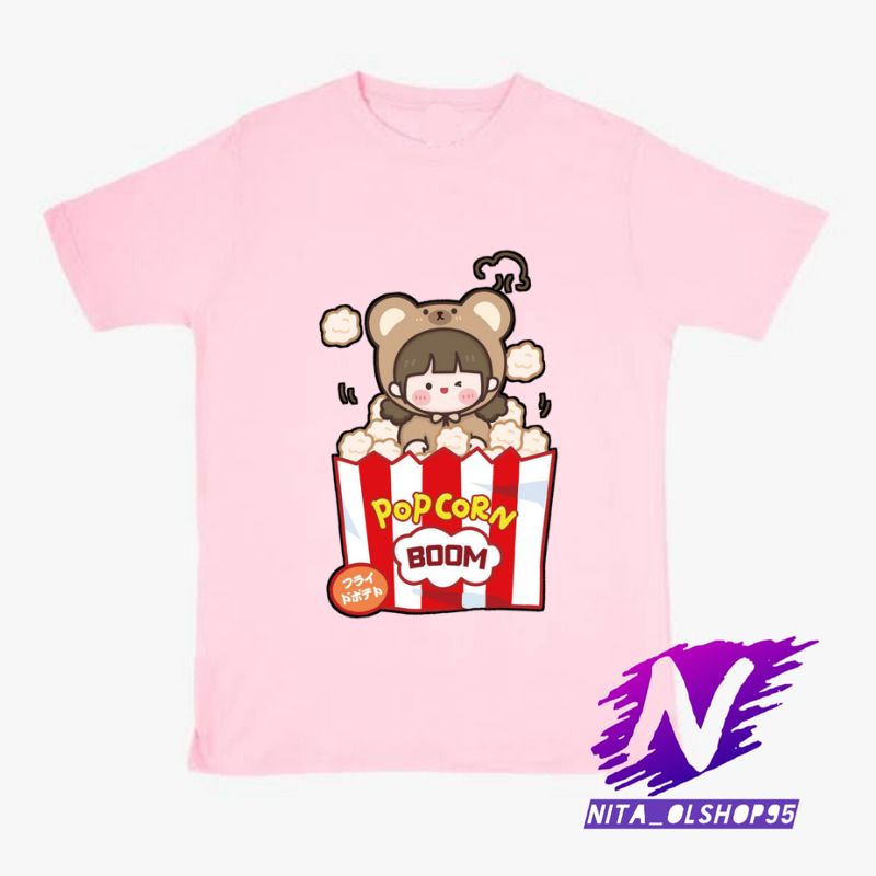 popcorn baju anak kaos anak animasi pop corn lucu