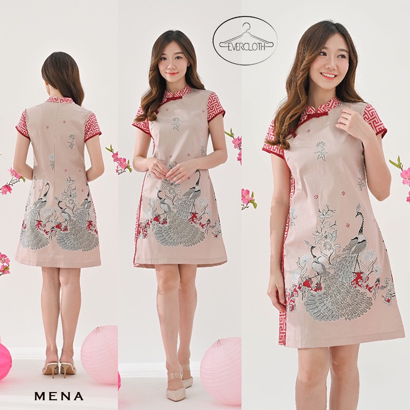 Jual Evercloth Mena Dress Cheongsam Batik Couple Dress Batik Modern 