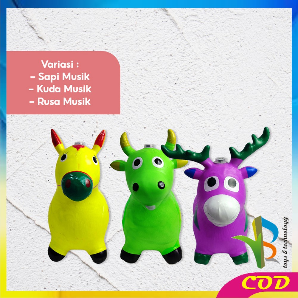 RB-M297 Mainan Kuda Kudaan Karet Anak Jumping Animal Ada Musik dan Lampu / Mainan Tunggang Anak Kuda Kudaan Genjot / Kuda Jumping Music