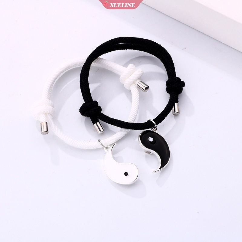 2pcs/set Gelang Pasangan Yin Yang Taiji Cina set Pria Wanita Jarak Hitam Dan Putih Berbentuk Hati magnet Atraksi Perhiasan Hadiah [ZXL]