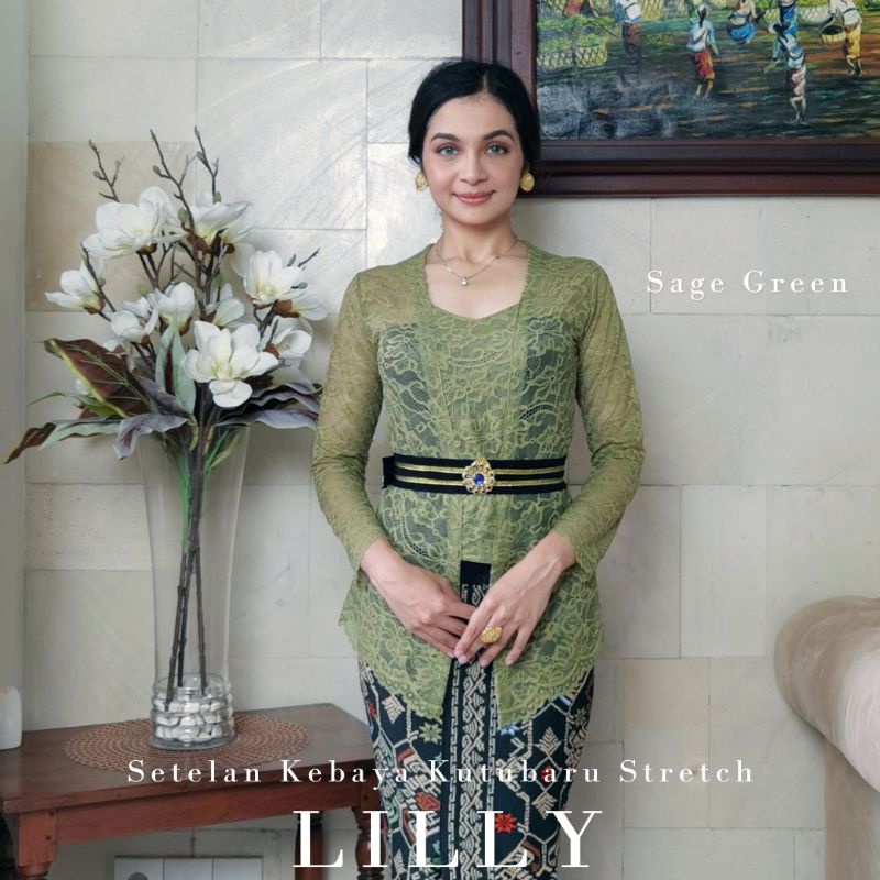 Setelan Kebaya Kutubaru Lengan Panjang Stretch Lilly