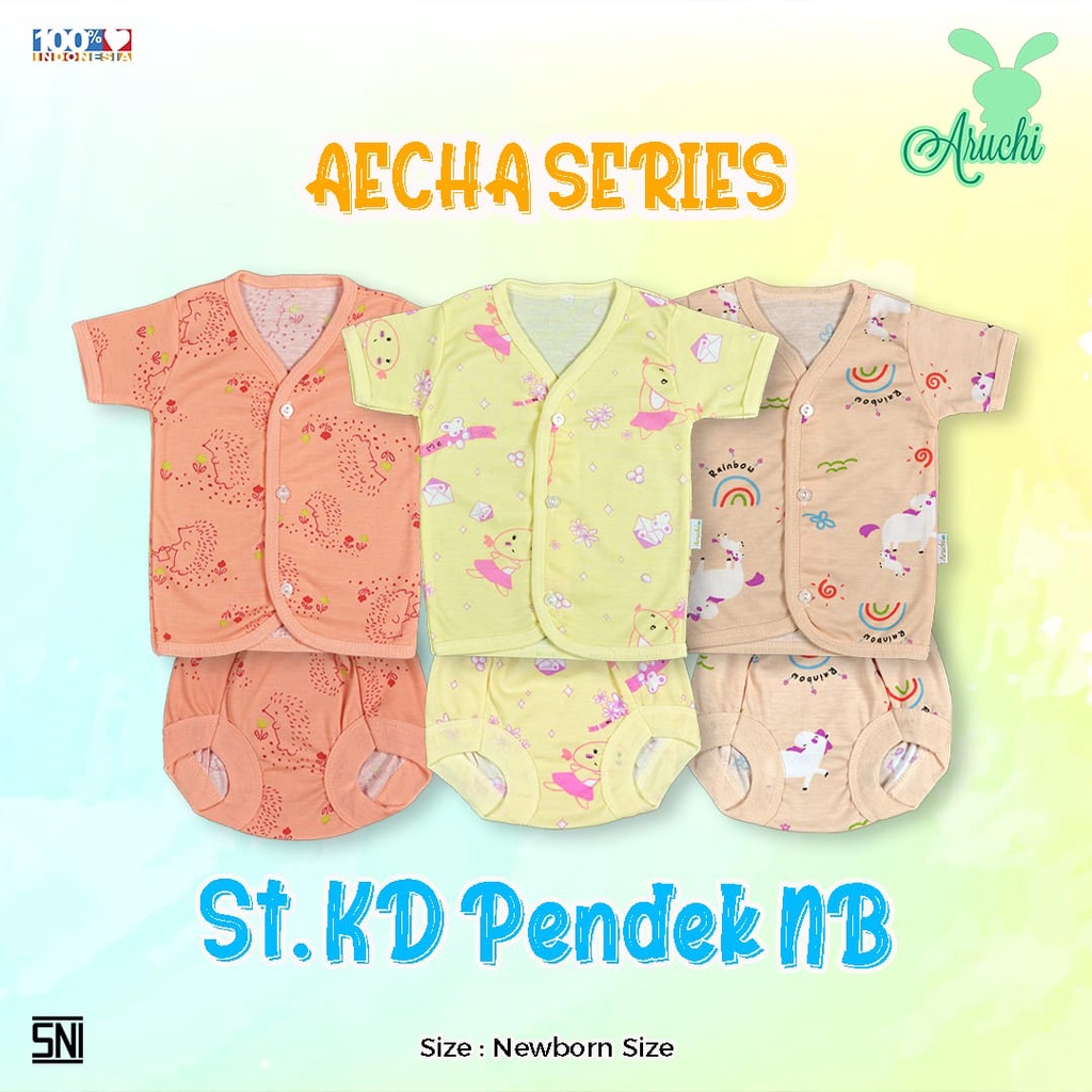 Aruchi Baby Setelan Pendek Celana Pop Motif New born 0-3 bulan - Aruchi baju bayi