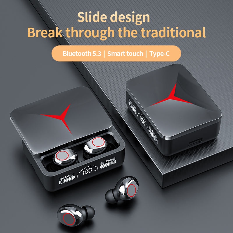 TWS M90 earphone Bluetooth slide design HIFI BASS Stereo music telfon gaming daily wireless headset with mic original
