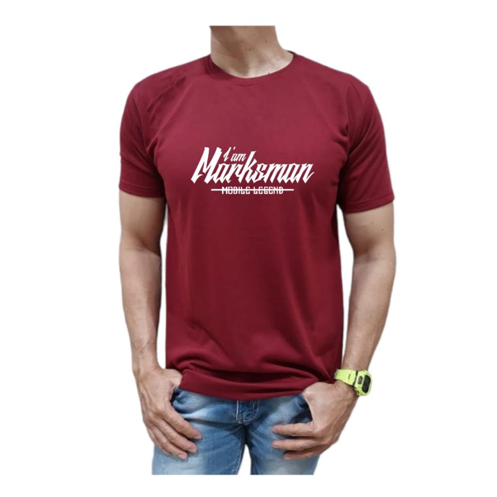 KAOS PRIA BAHAN KATUN MODEL TULISAN I AM MARKSMAN MOBILE LEGEND NYAMAN DIPAKAI TIDAK PANAS