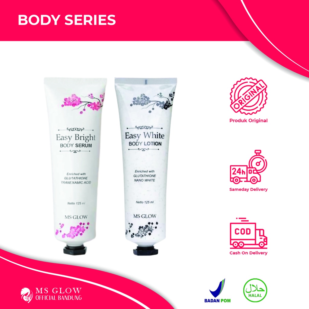 MS Glow Easy Whitening Body Lotion / Pemutih Badan Wanita dan Pria - By MsGlowofficialbandung