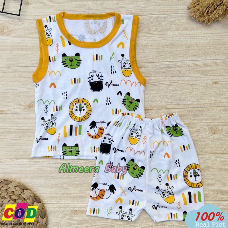 Setelan Baju Bayi Lengan Kutung Setelan Baju Bayi Usia 3-12 Almeera Baby and Kids