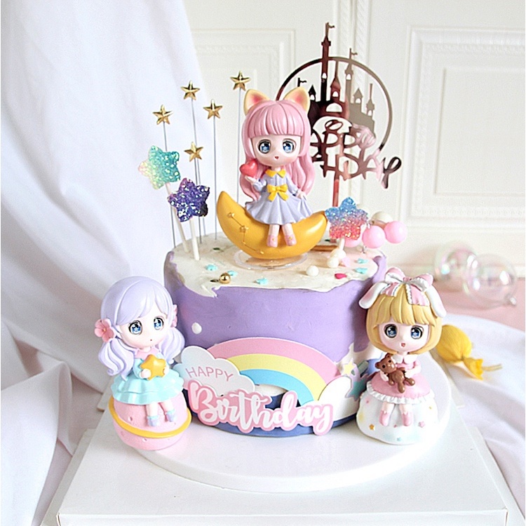 CTC09 Cake Topper Prince Princess Boneka Pangeran Putri Dekor Kue Ultah Galaxy Girl