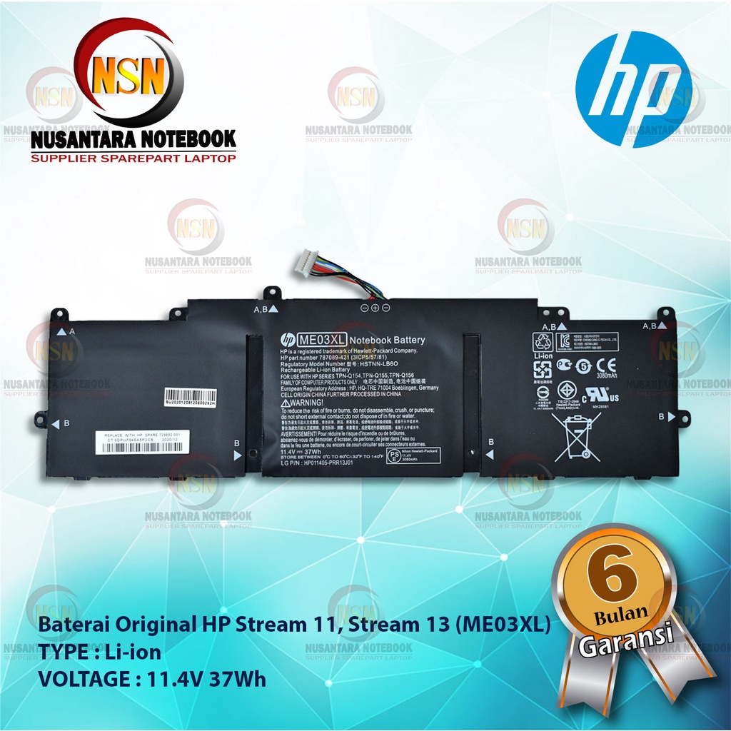 Baterai Laptop Original Hp STREAM 11 13 ME03XL 11.4V 37Wh