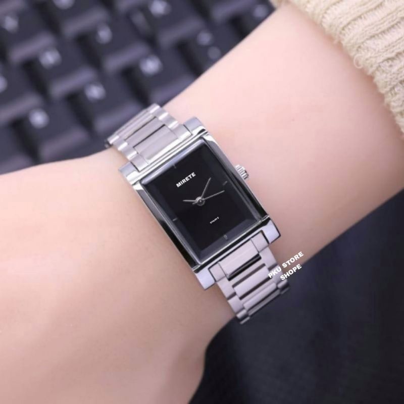 [BESST SELLER] Jam Tangan Wanita Mirete Original Import New Tali Rantai Tahan Air - Jam Tangan Wanita Murah - Jam Tangan Wanita Terlaris - Jam Tangan Wanita Petak Persegi Hitam Rosgold - Jam Tangan Wanita Kekinian Bayar Di Tempat