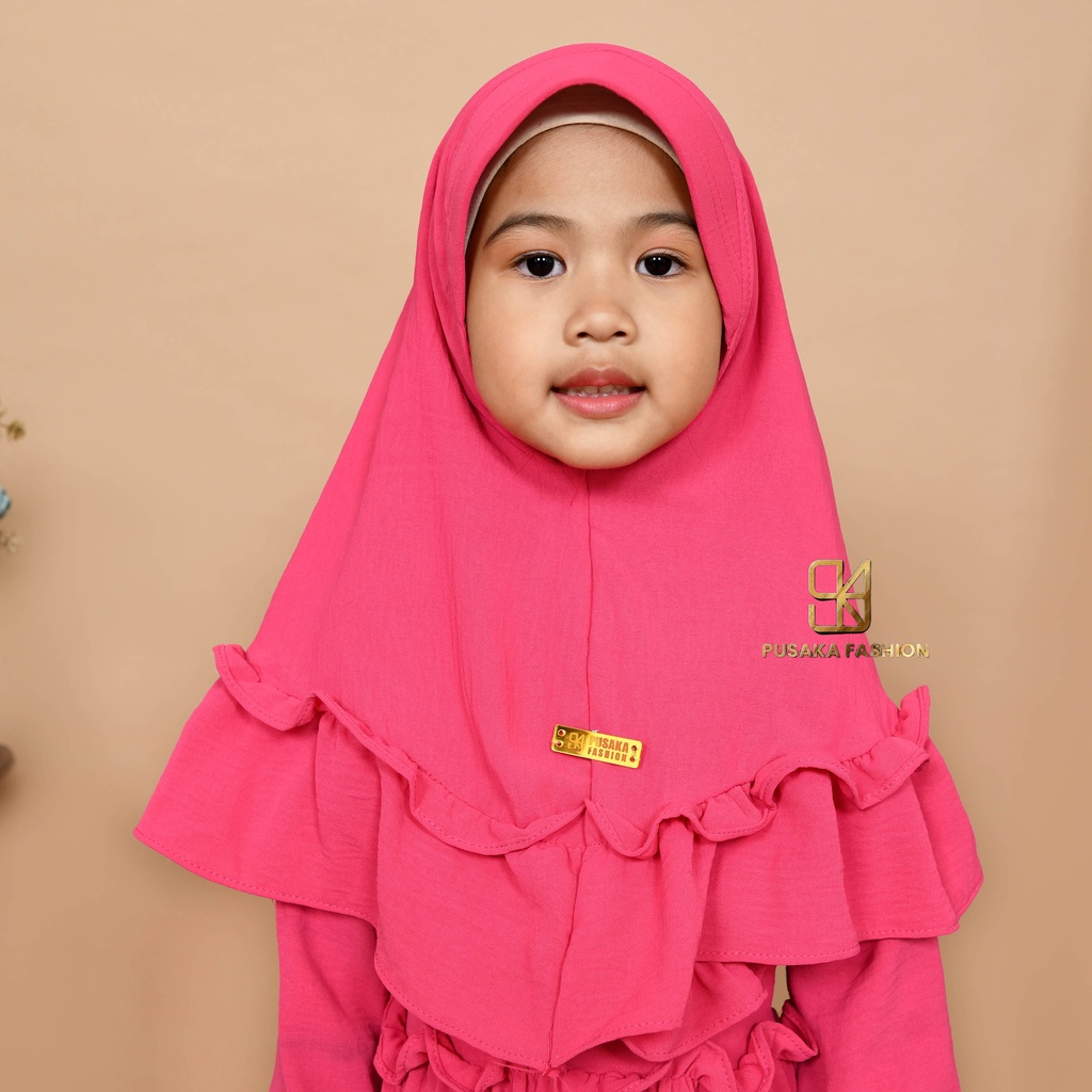 JIRA baju gamis syari anak perempuan cringkle fashion muslim terbaru  FREE hijab khimar modern dres stelan kerudung serut susun 4 - 9 tahun manasik mengaji maulid nabi warna putih tulang hitam bata lilac lemon pink fuchia moca sagr green olive kekinian