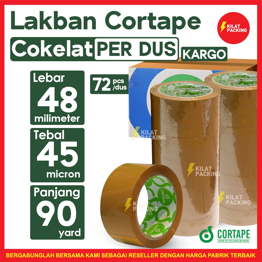 

Lakban Cortape Coklat 48 mm x 90 yard Dus