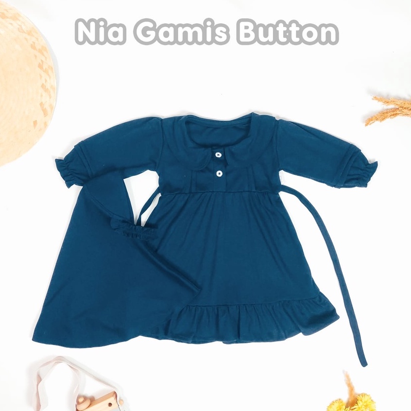 NIA BABY GAMIS BUTTON - GAMIS BAYI PEREMPUAN POLOS DENGAN KANCING