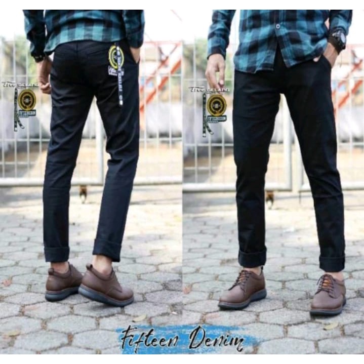 CELANA PRIA CHINO Slim fit Panjang Pria Kerja kantor Santai Liburan Cowok Original Fifteen Denim