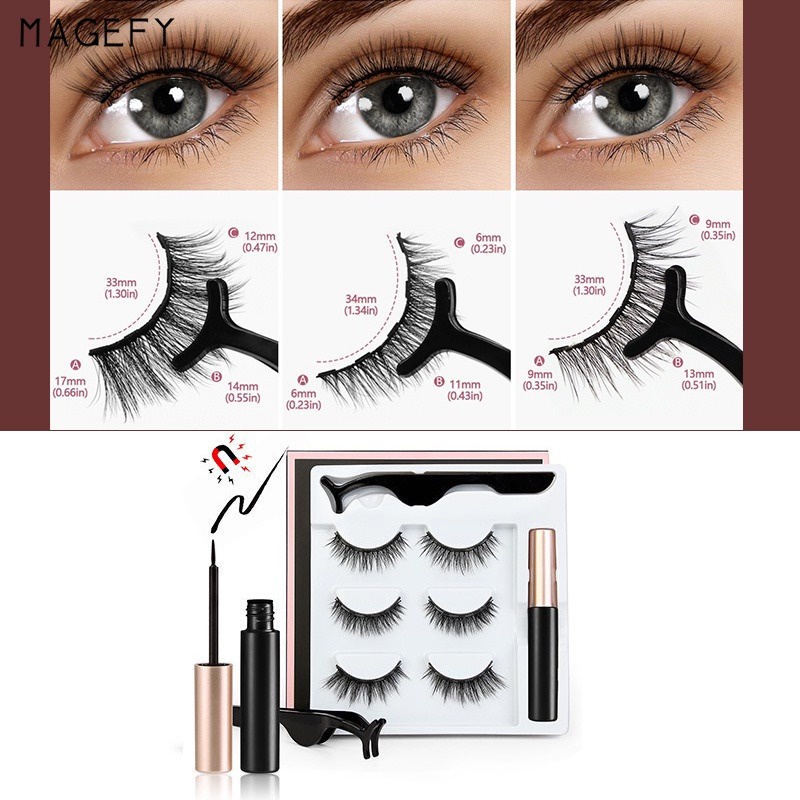 Flash Ship！NEW Bulu Mata Magnet 3 Pasang Set Bulu Mata Palsu Magnetik Magnet 3D Premium Silk Eyelash Magnetic Eyeliner Bulu Mata Palsu Magnetik