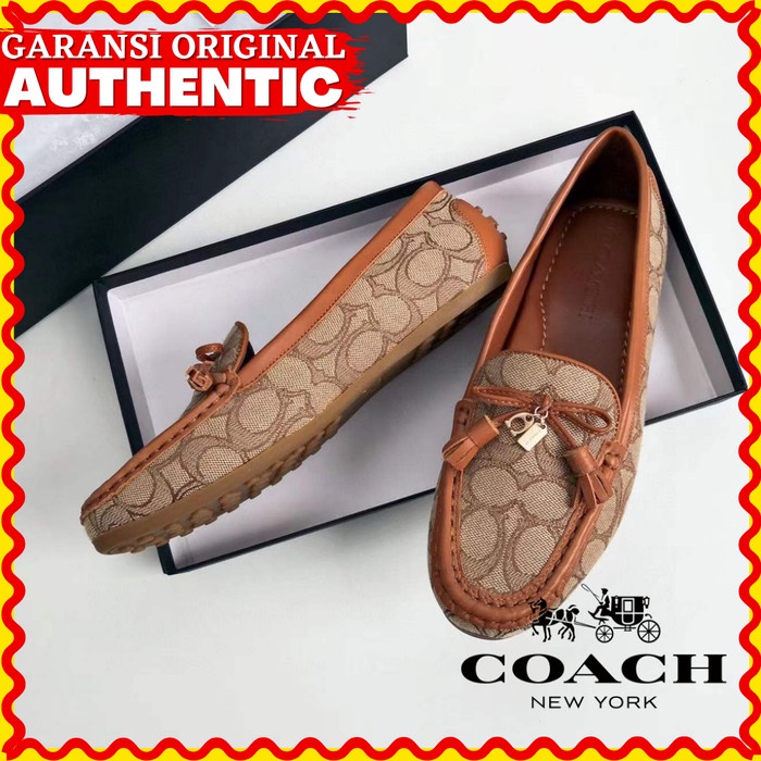 Loaf Sepatu Coach Flat Loafers Sign Wanita Original Branded