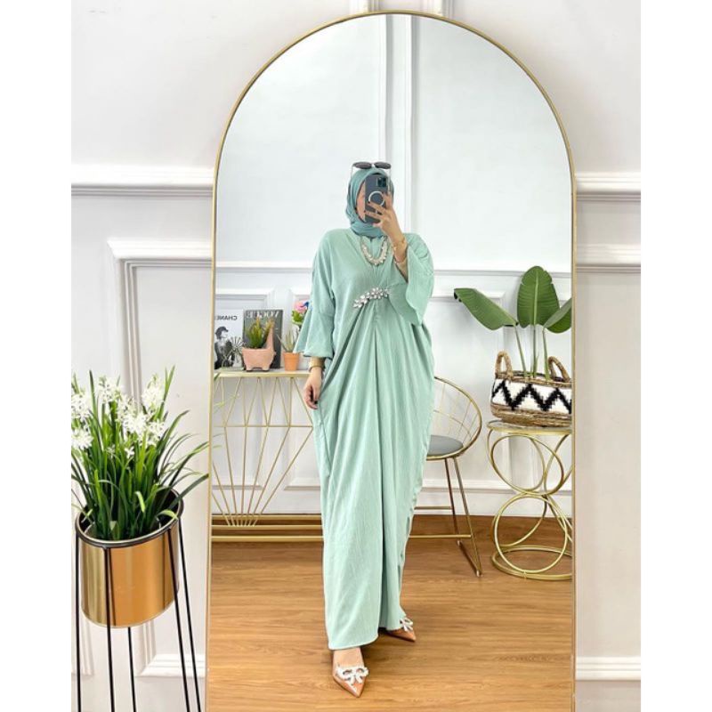 Melina Kaftan | Swarovski kaftan payet kristal| Kaftan crinkle airflow premium | Kaftan lebaran