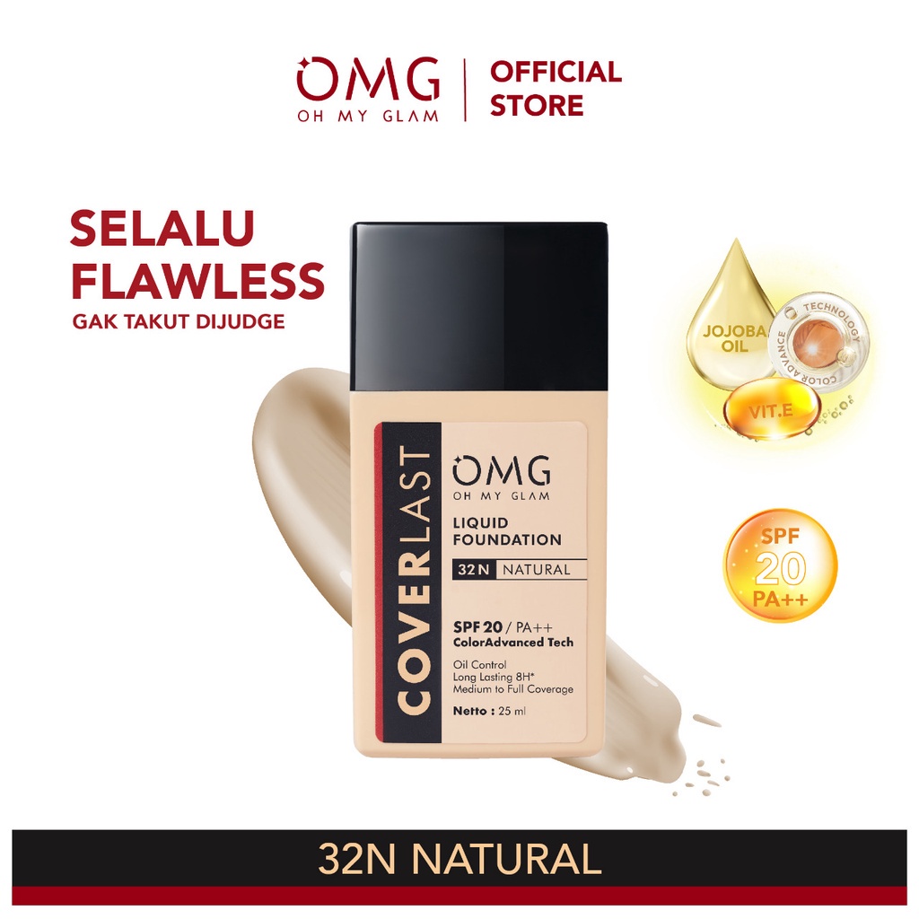 OMG Oh My Glam Coverlast Liquid Foundation SPF 20 PA++ 25ml / ALAS BEDAK / FOUNDATION OMG