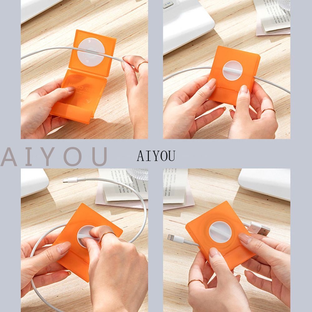 Rotatable Earphone Winder Kabel Charger Kawat Kotak Penyimpanan USB Cord Organizer Adjustsble Cables Winder Kotak Kabel Polipropilena Dengan Stand Square