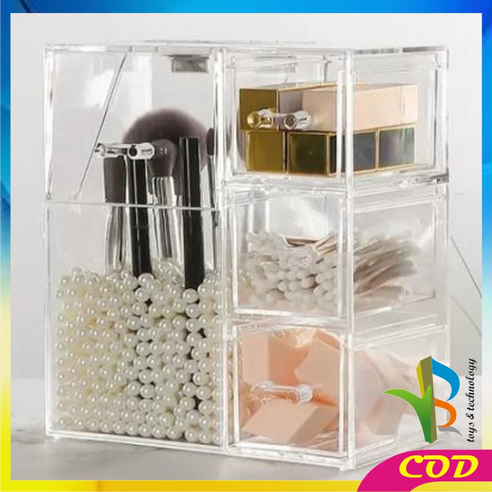 RB-K18 Rak Organizer Multifungsi Kotak Penyimpanan Kuas / Brush Make Up + Mutiara Rak Anting Acrylic