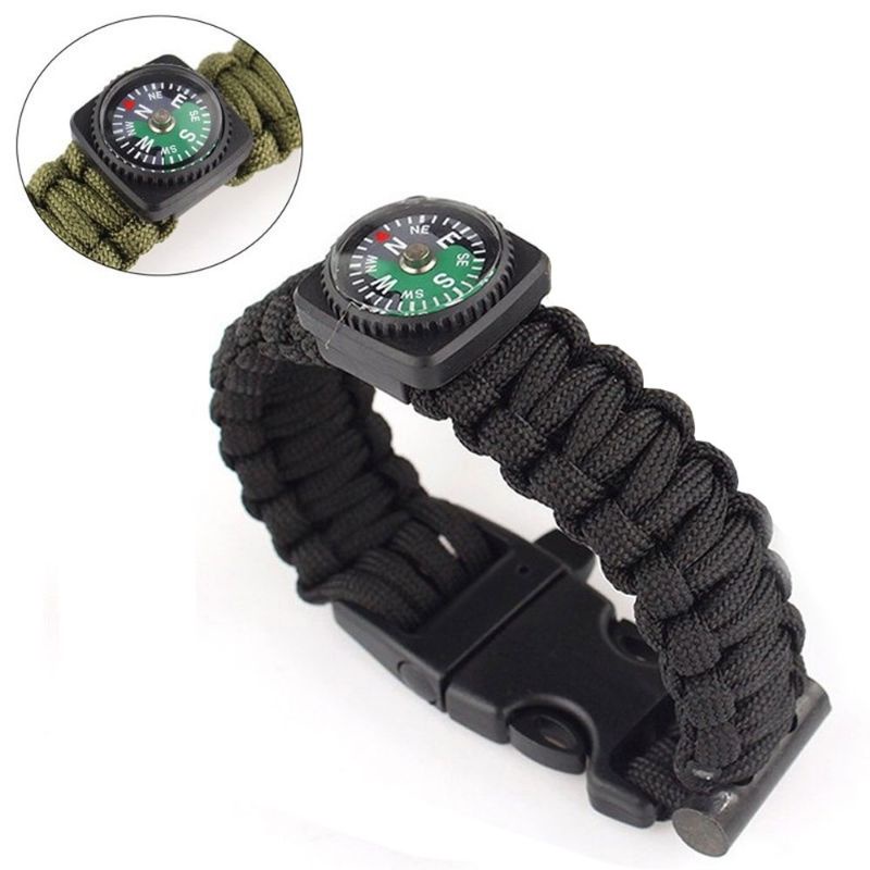Gelang Paracord Kompas Multifugsi dengan Pemanti Api Kompas