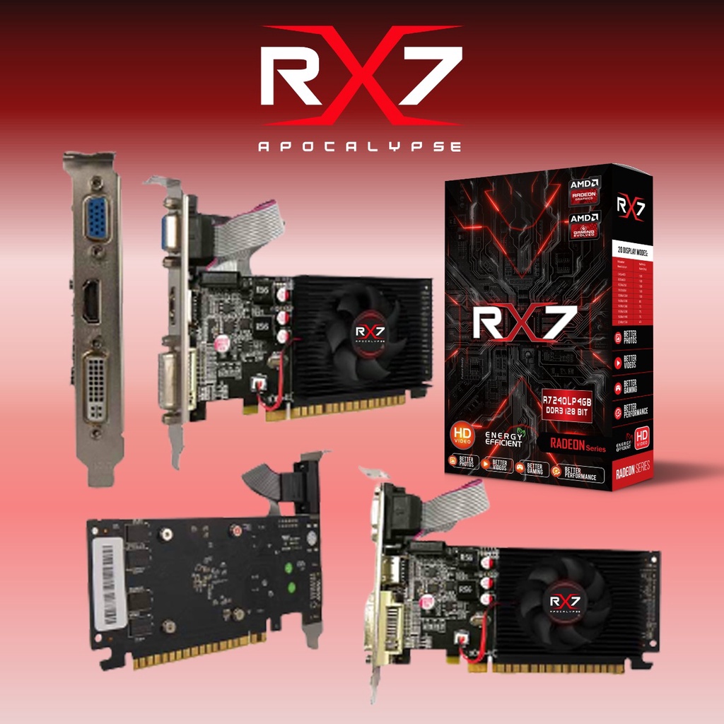 VGA CARD RX7 R7 240 LP 4GB DDR3 128 BIT REAL CAPACITY RESMI